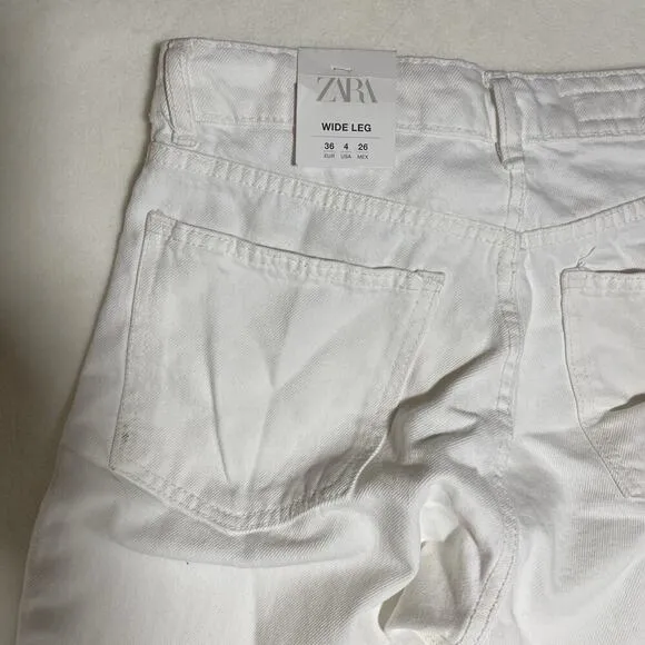 New ZARA Jeans Women's Wide Leg Mid Rise Casual Bohemian | 36