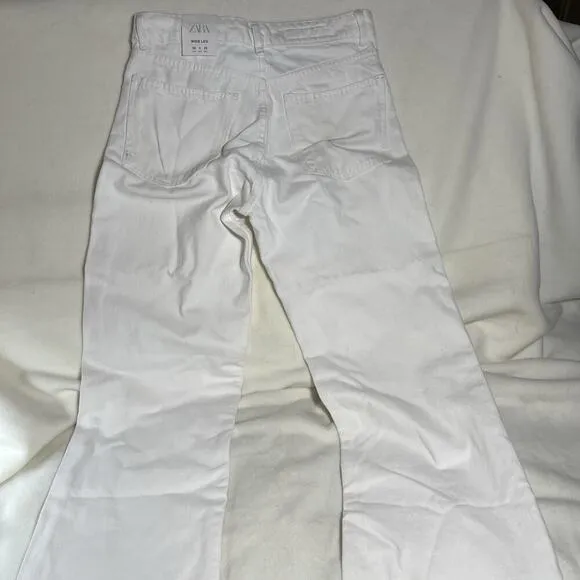 New ZARA Jeans Women's Wide Leg Mid Rise Casual Bohemian | 36