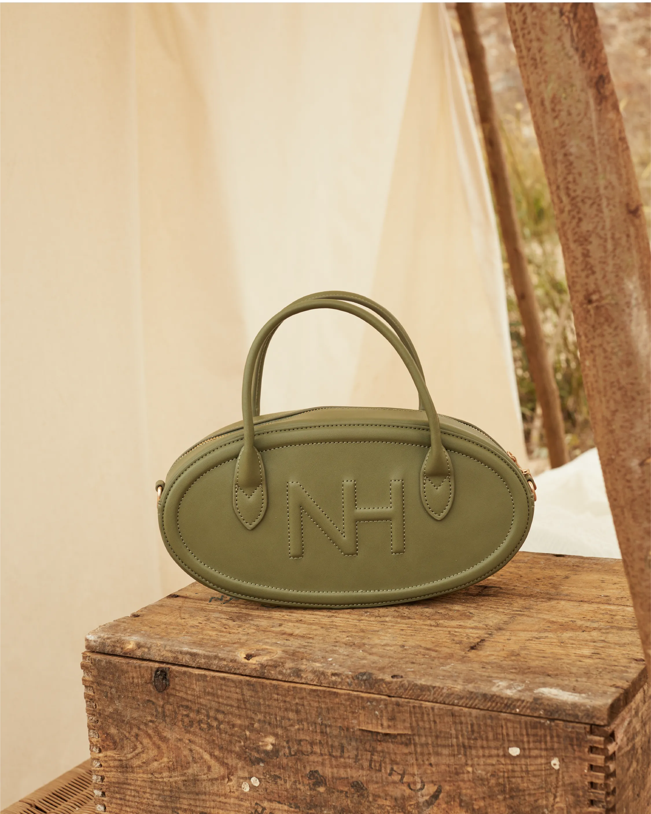 Nurita Harith Nyeki Oval Top Handles Bag (Dark Olive Green)