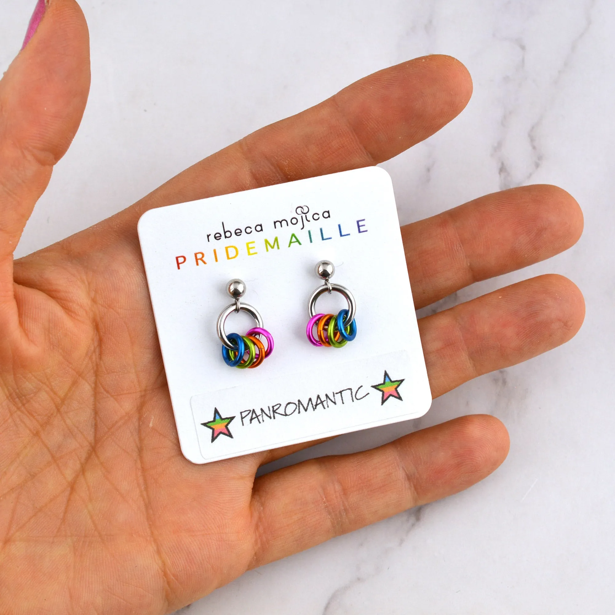 Panromantic Pride - Tiny Flag Earring Studs