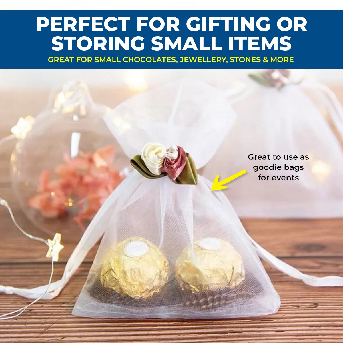 Party Central 288PCE Organza Bags Assorted Colours Multipurpose 15 x 9.5cm