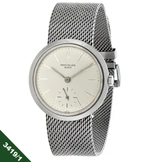 Patek Philippe 3419/1A ; Vintage water resistant stainless steel Calatrava Watch circa 1960