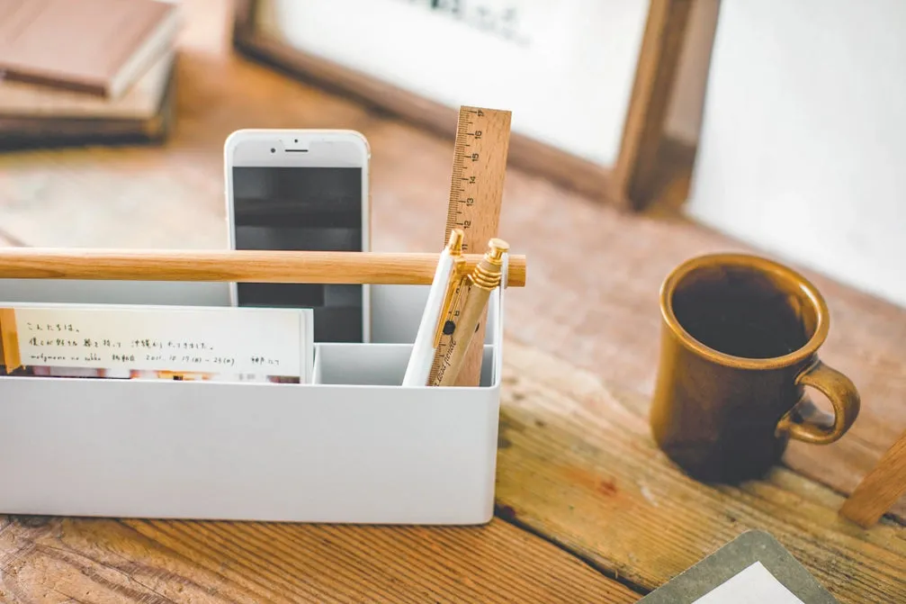 Pen   Desk Organizer Caddy - Steel   Wood