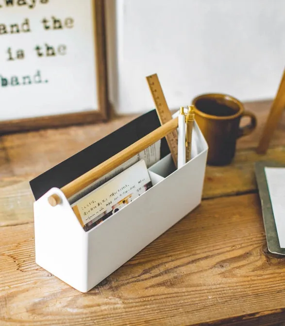 Pen   Desk Organizer Caddy - Steel   Wood