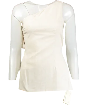 Peppermayo Beige Olsen Linen One Shoulder Top UK 14