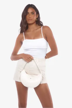 PETA   JAIN SUNKISSED SHOULDER BAG - WHITE PU/GOLD