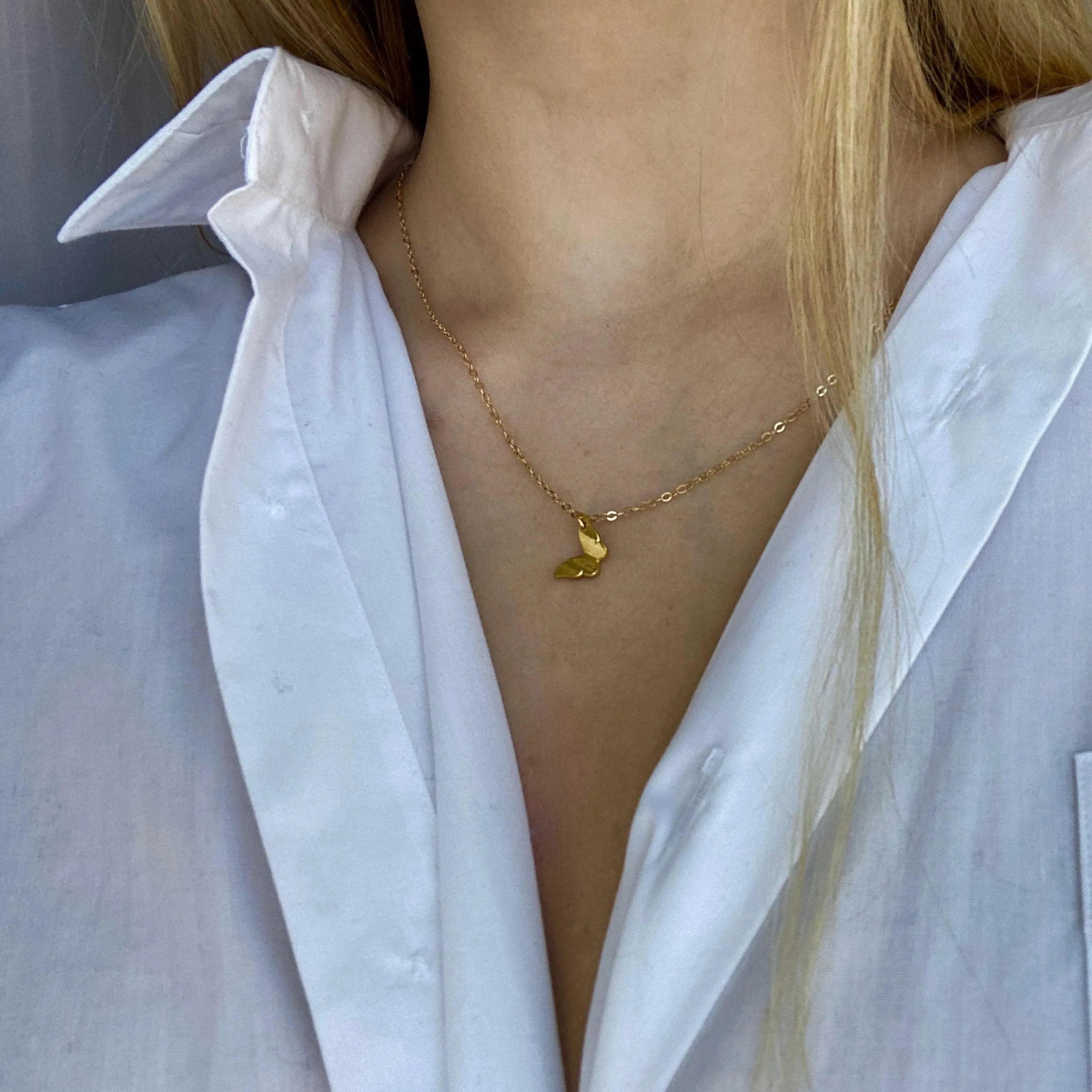 Petite 14k Gold Butterfly Necklace