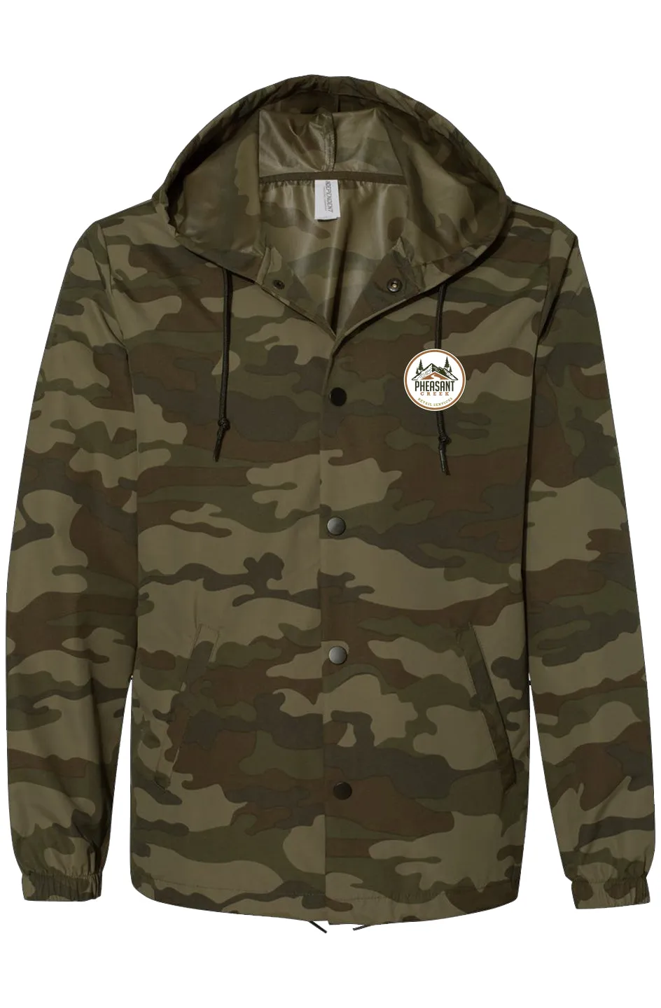 Pheasant Creek Forest Camo Independent Trading Water-Resistant Windbreaker