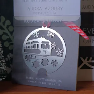 Pittsburgh Ornament | Trolley with Snowflakes