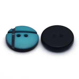 Plastic Button Turquoise & Black
