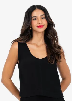 Plisse Tank Black