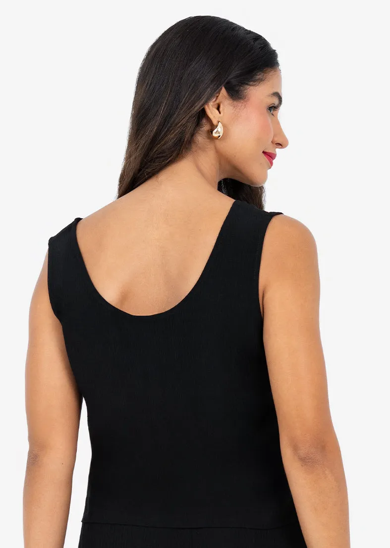 Plisse Tank Black