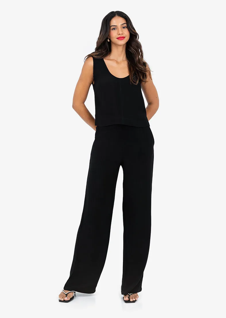 Plisse Tank Black