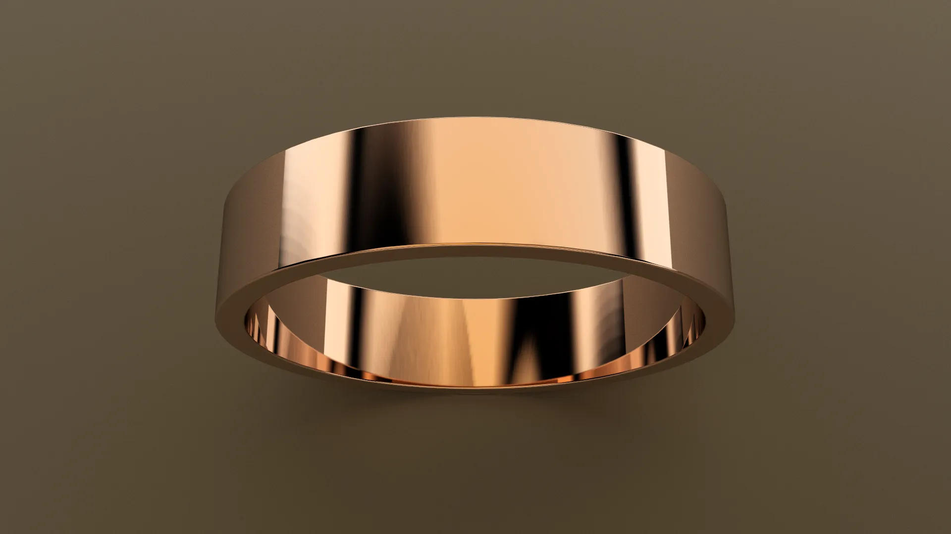 Polished Rose Gold 5mm Flat Wedding Band