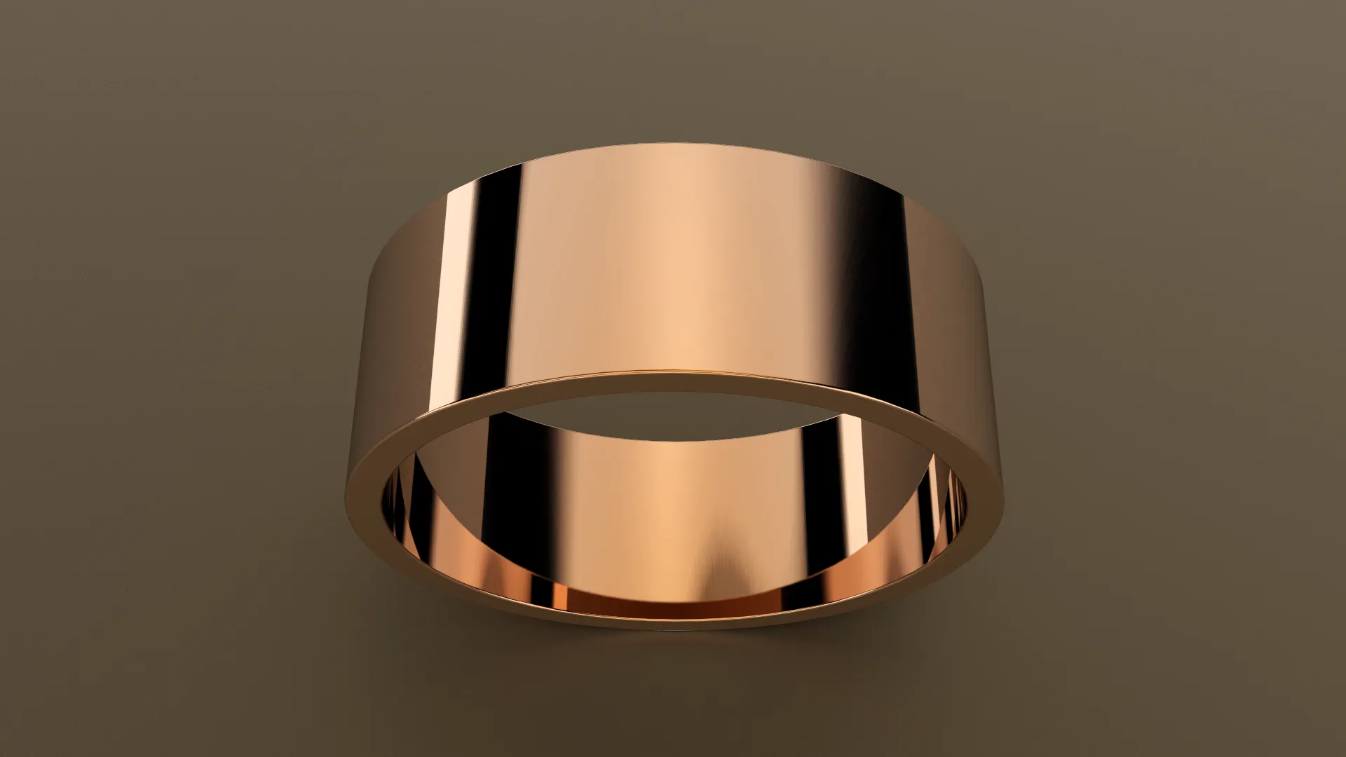 Polished Rose Gold 8mm Flat Wedding Band