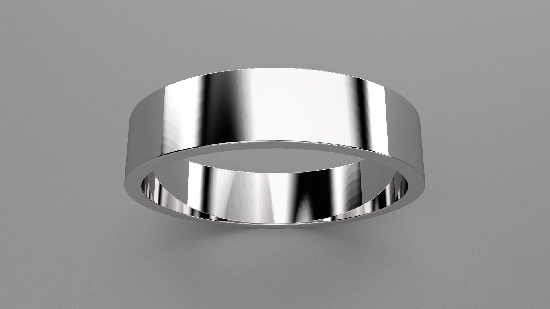 Polished Sterling Silver 5mm Flat Wedding Band