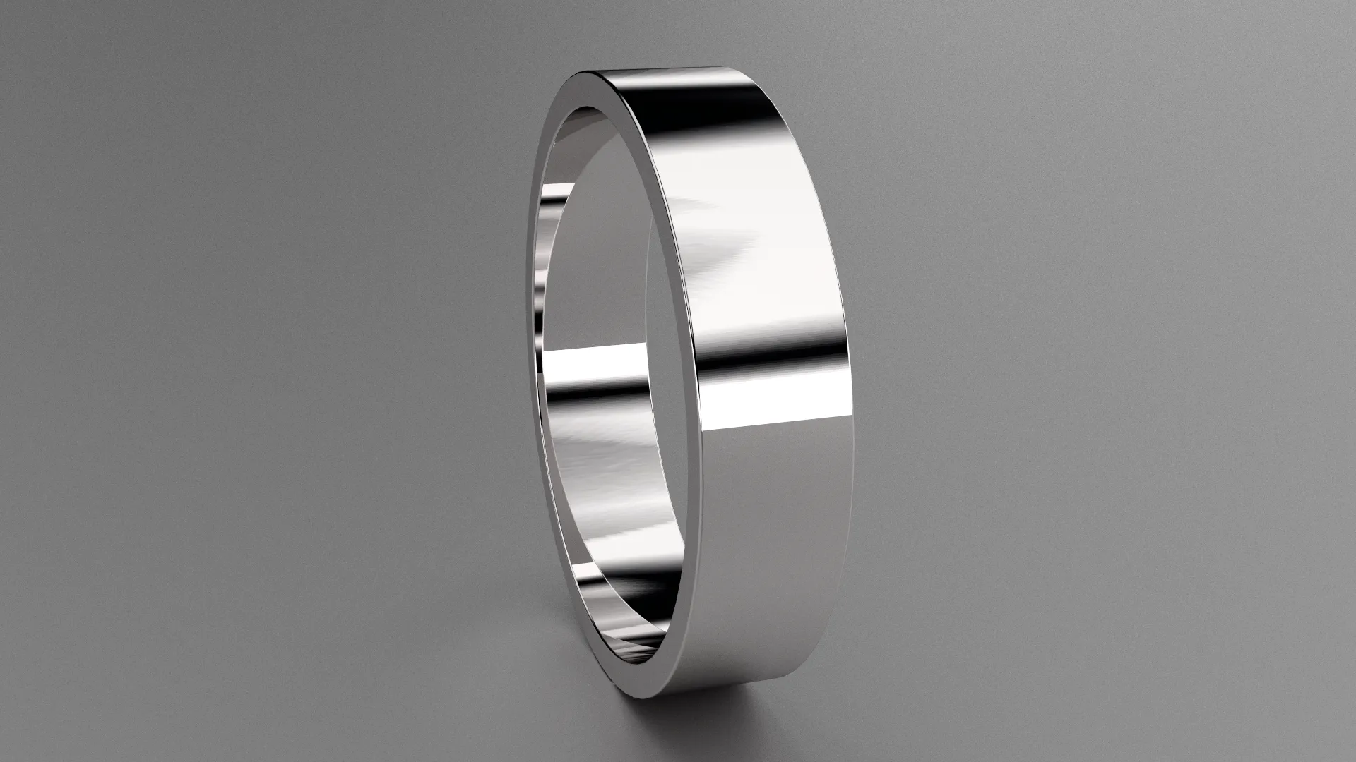 Polished Sterling Silver 5mm Flat Wedding Band