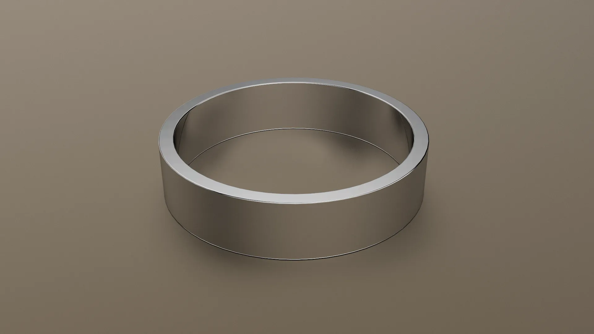 Polished White Gold 5mm Flat Wedding Band