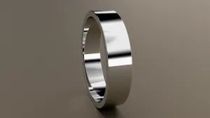 Polished White Gold 5mm Flat Wedding Band