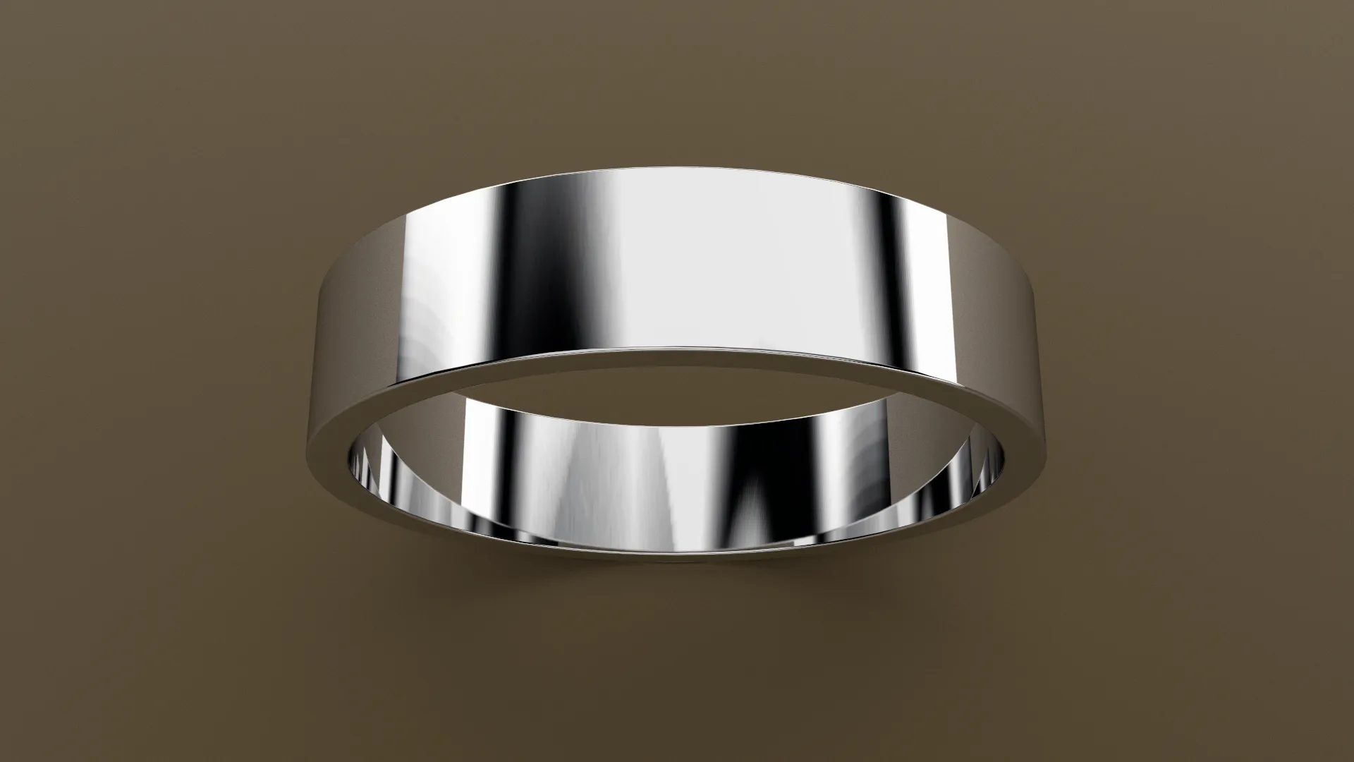Polished White Gold 5mm Flat Wedding Band