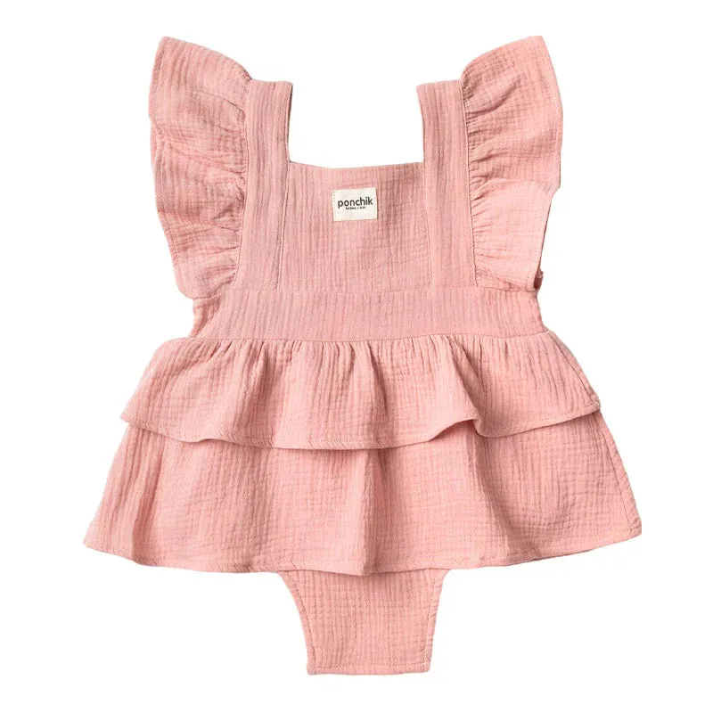 PONCHIK RUFFLE SKIRT & SHOULDER FRILL ROMPER