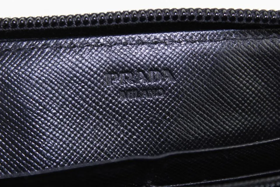 PRada Black Tessuto Nylon Zip Around Continental Wallet Zippy 20pr1230