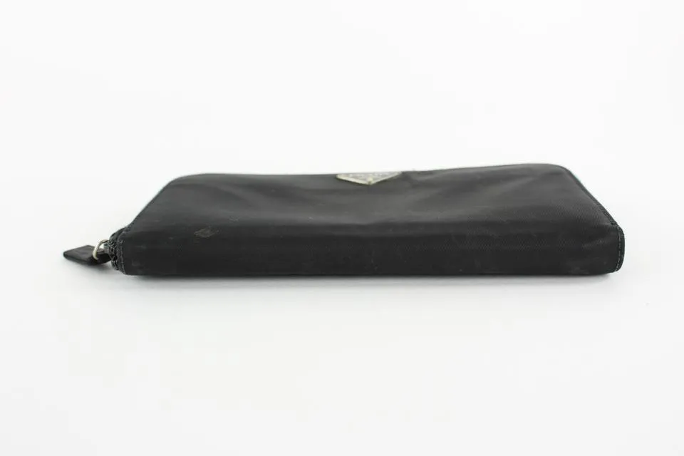 PRada Black Tessuto Nylon Zip Around Continental Wallet Zippy 20pr1230