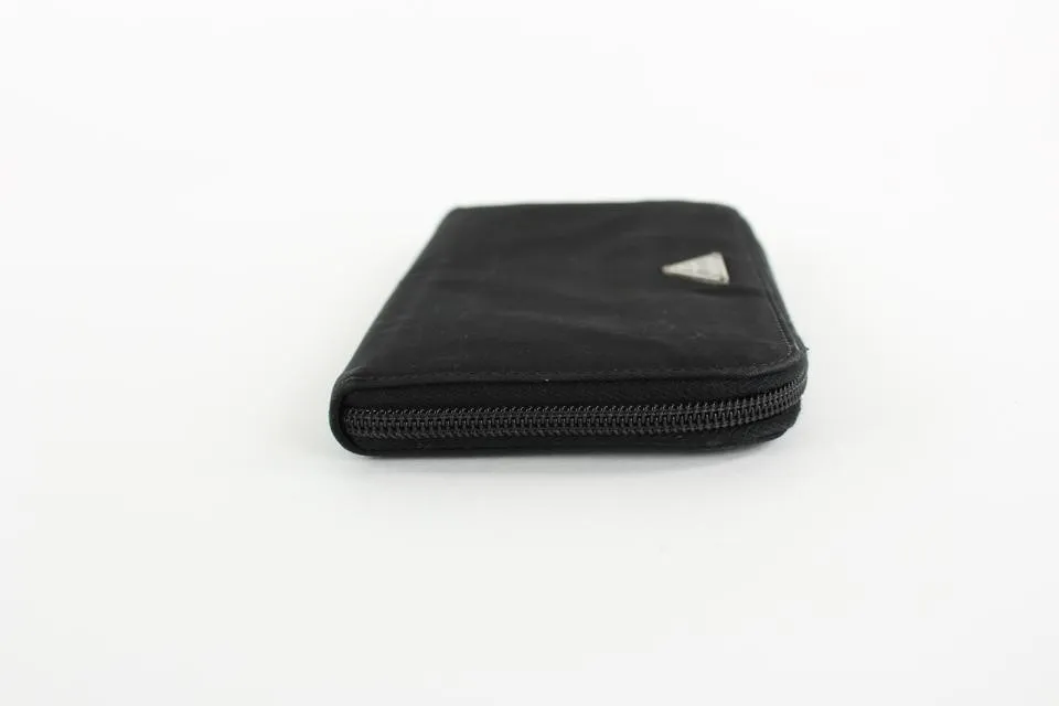 PRada Black Tessuto Nylon Zip Around Continental Wallet Zippy 20pr1230