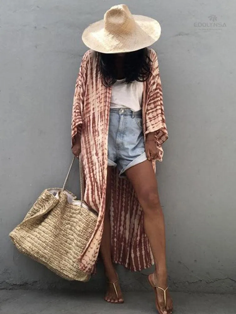 Printed Long Loose Cardigan