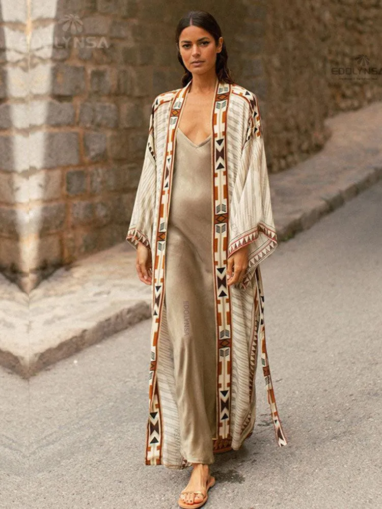 Printed Long Loose Cardigan