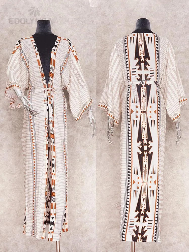 Printed Long Loose Cardigan