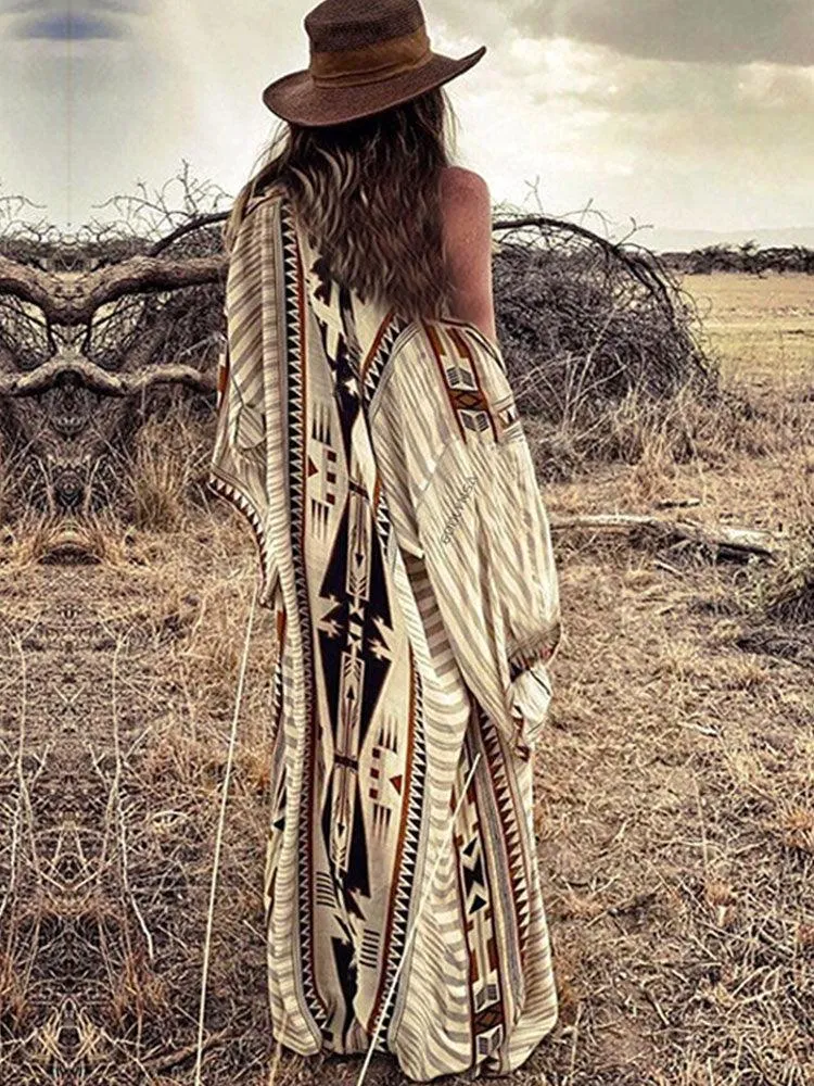 Printed Long Loose Cardigan