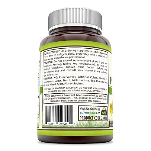 Pure Naturals Aceite de Onagra con 10% Gla, 1300 mg, 120 °Cápsulas de Gel