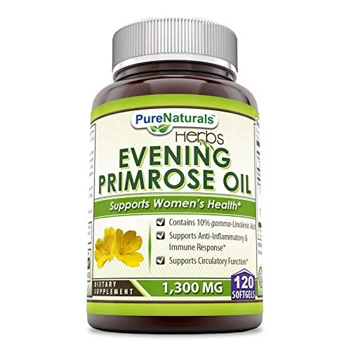 Pure Naturals Aceite de Onagra con 10% Gla, 1300 mg, 120 °Cápsulas de Gel