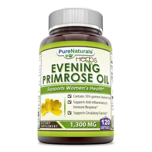 Pure Naturals Aceite de Onagra con 10% Gla, 1300 mg, 120 °Cápsulas de Gel