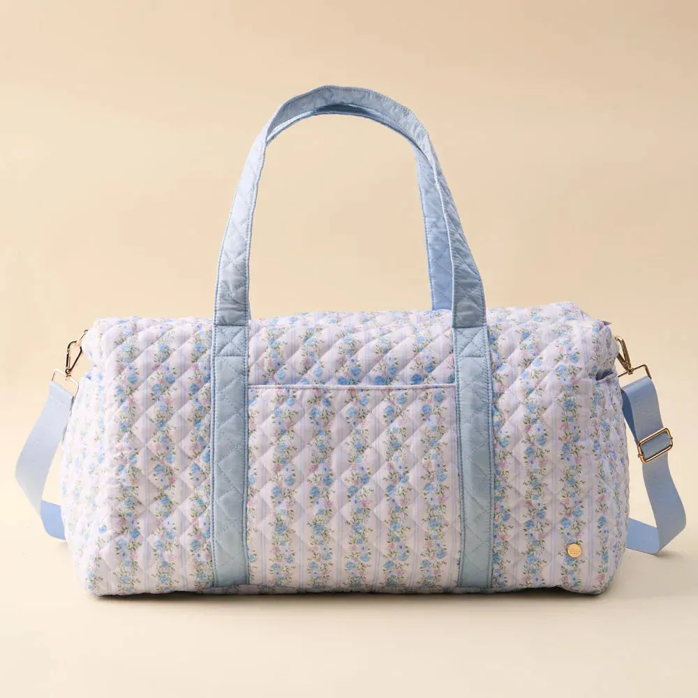 Quilted Weekender Bag Petal Parade Blue