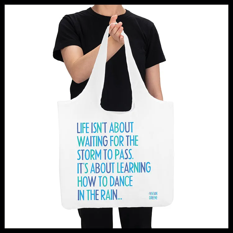 "dance in the rain" fold-up bag