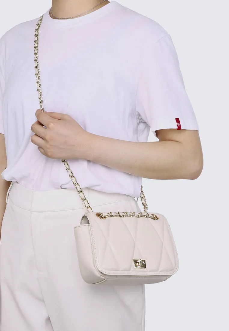 Raina Quilted Chain Strap Bag (Beige)