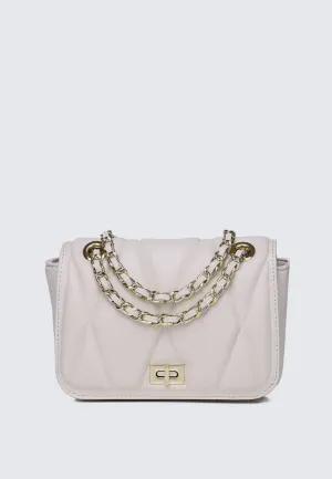 Raina Quilted Chain Strap Bag (Beige)