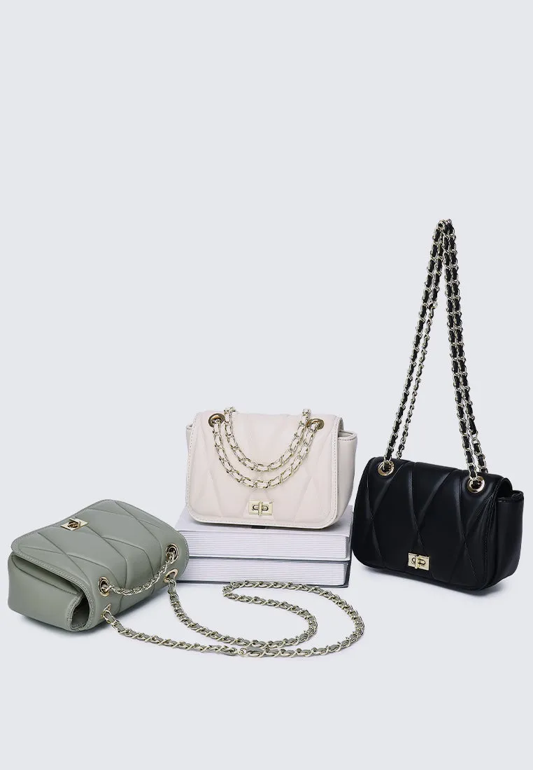 Raina Quilted Chain Strap Bag (Beige)