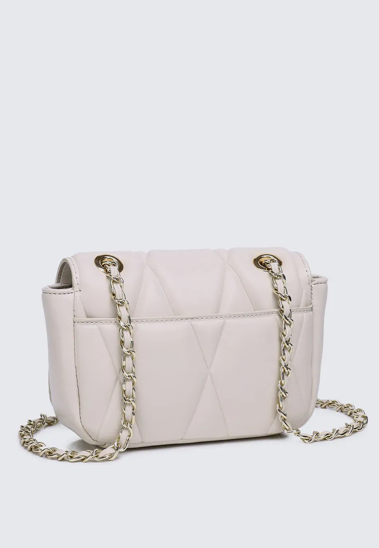 Raina Quilted Chain Strap Bag (Beige)