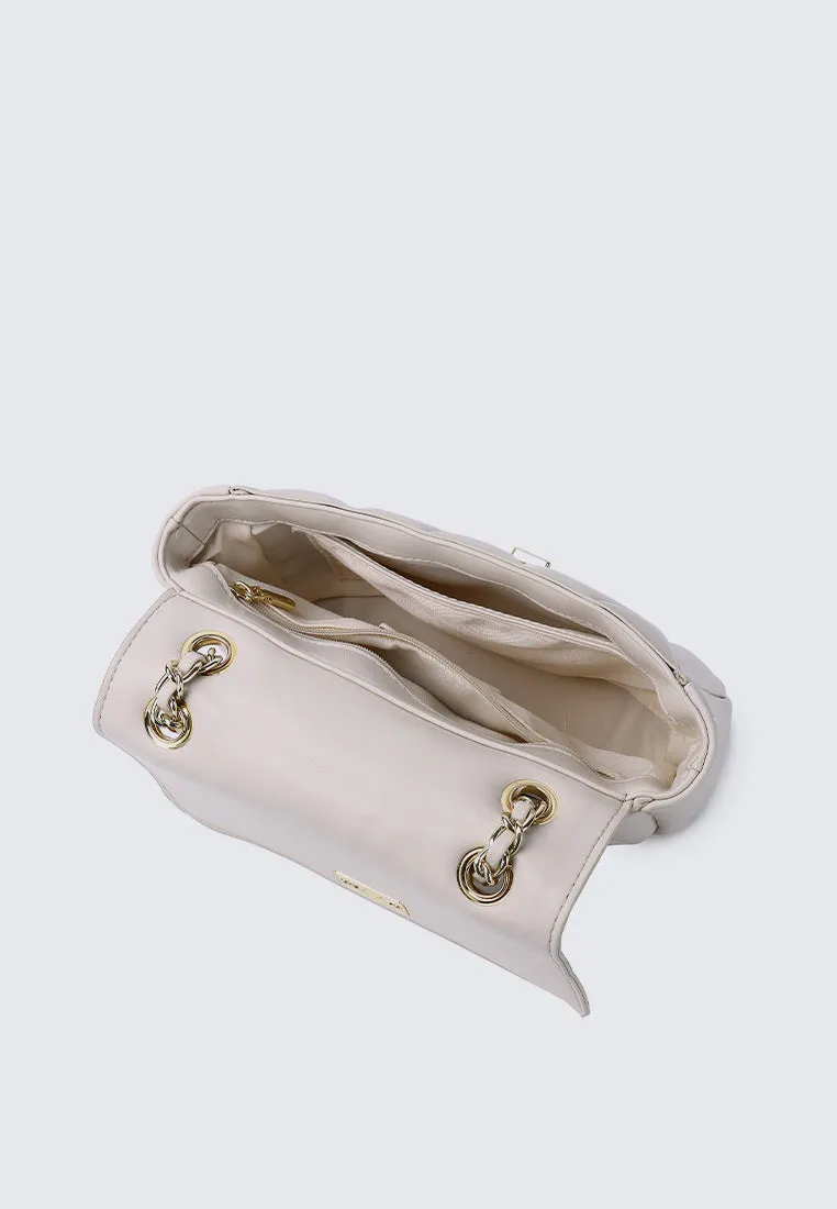 Raina Quilted Chain Strap Bag (Beige)
