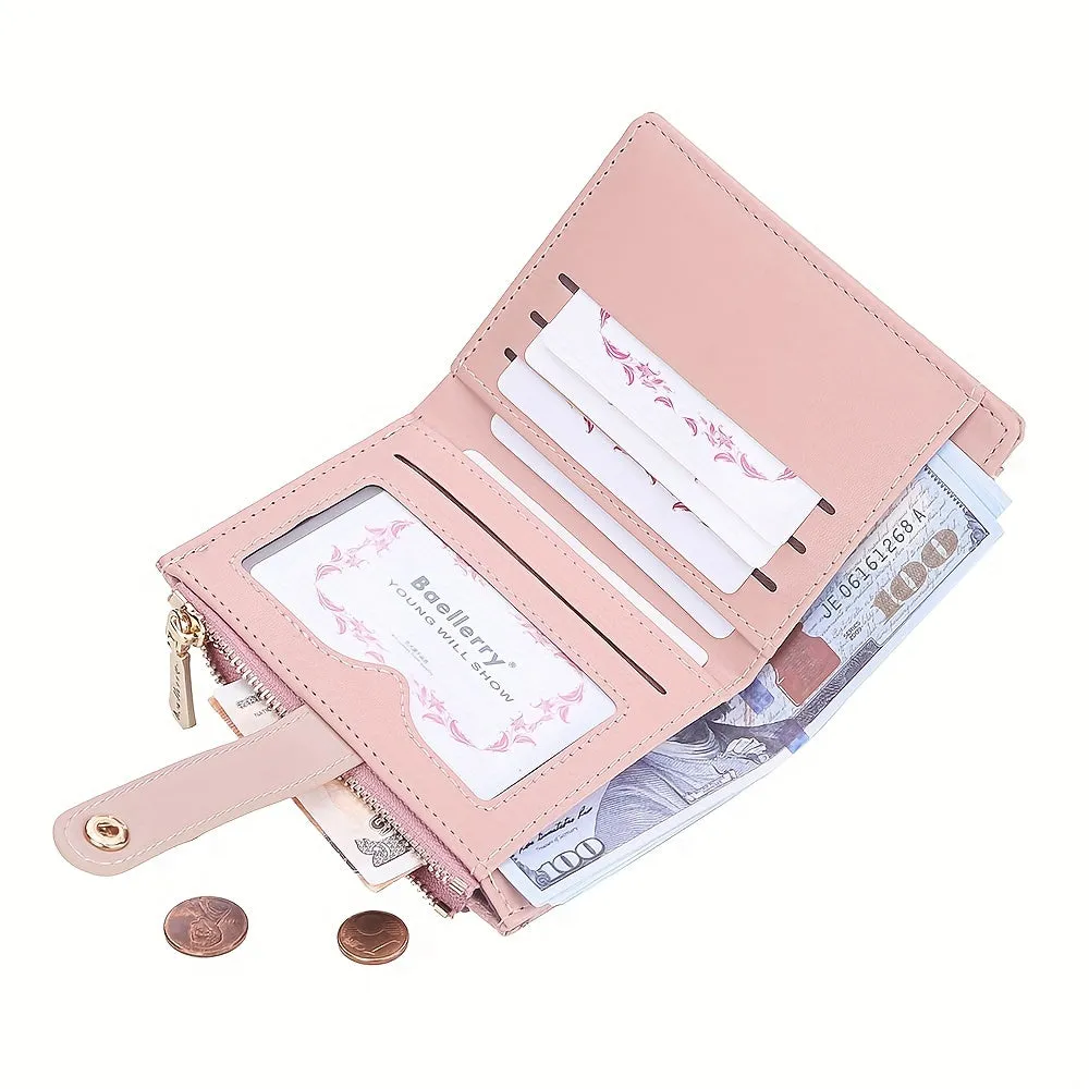 realaiot  Women's Minimalist Short Wallet, Clutch Coin Purse, Lightweight Credit Card Holder