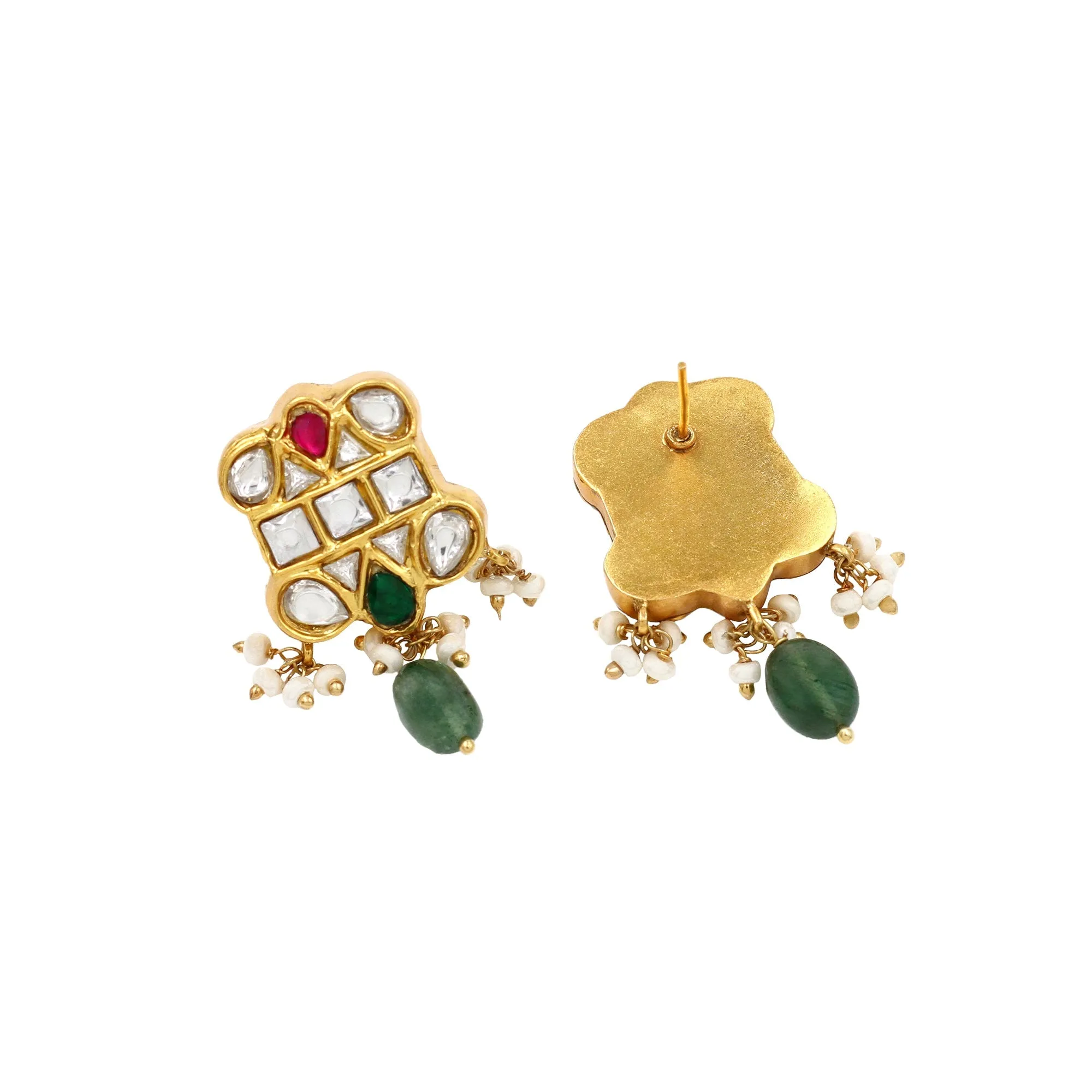 Refined Luxe: Gold-Plated Kundan Earrings by Sangeeta Boochra