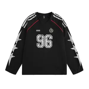 Retro Star Stitching Long Sleeves Sweatshirt