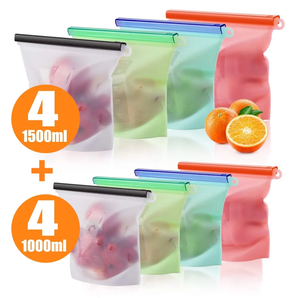 Reusable Silicone Food Storage Bag 1000ml 1500ml