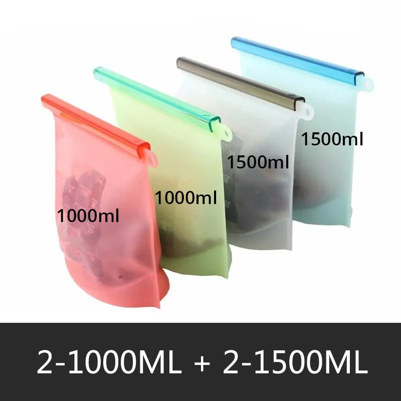 Reusable Silicone Food Storage Bag 1000ml 1500ml