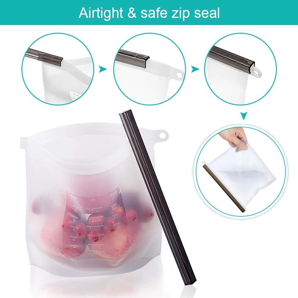 Reusable Silicone Food Storage Bag 1000ml 1500ml
