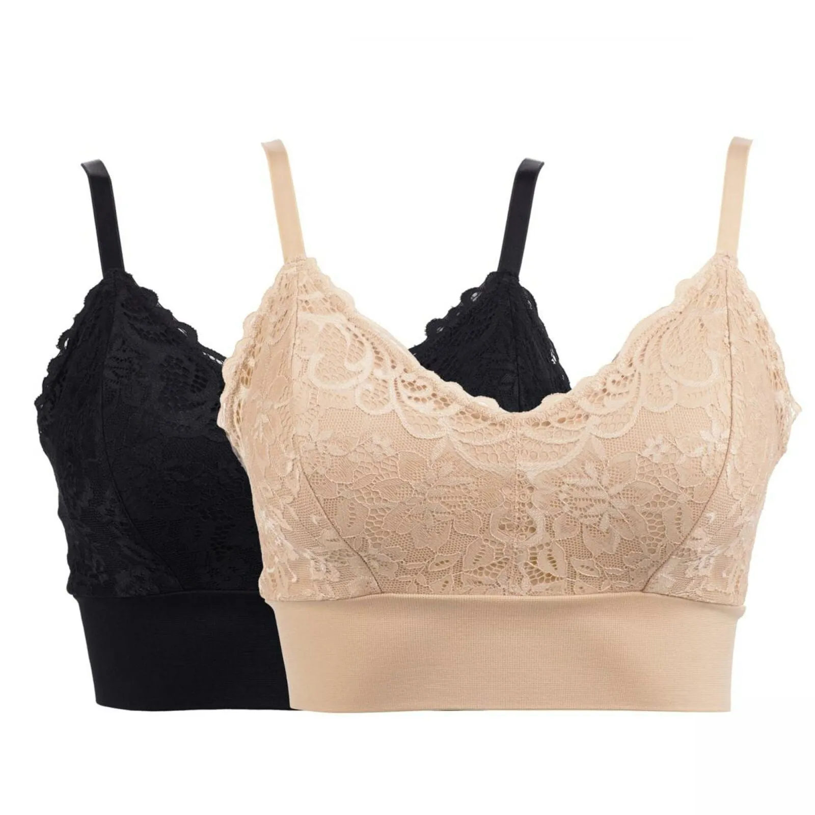 Rhonda Shear Plus Size 2 Pack Lace Leisure Bras With Removable Pads
