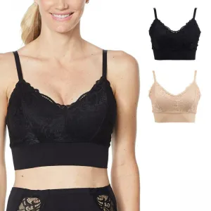 Rhonda Shear Plus Size 2 Pack Lace Leisure Bras With Removable Pads